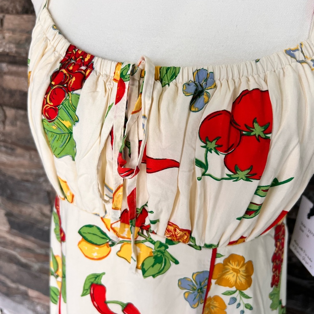 Japna Cream Sundress with Fruit & Floral Print - Picture 4 of 11